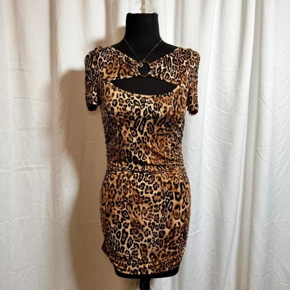 Body‎ Central Leopard Print Cutout Mini Dress Size M